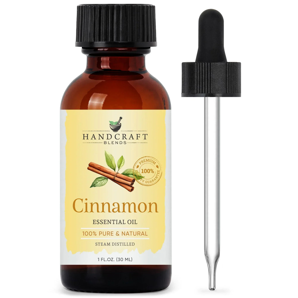 Cinnamon essential oil amber bottle with dropper, 1 oz, 100% pure and natural