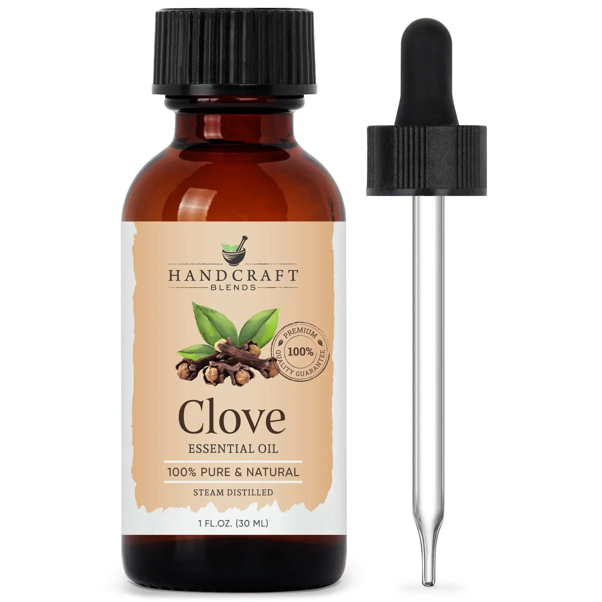 Clove essential oil bottle with dropper, 1 oz, pure natural aromatherapy oil