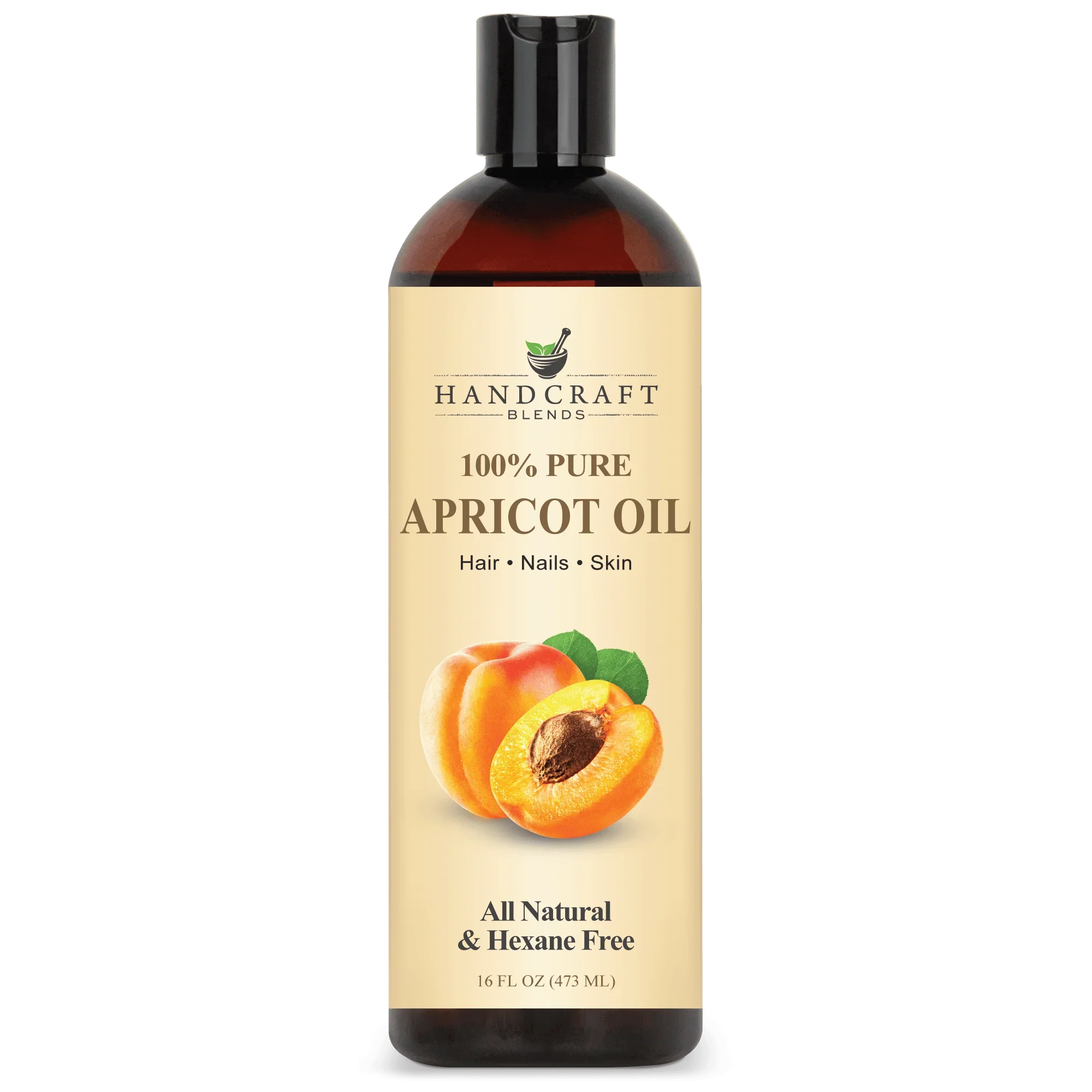 Handcraft Blends 100% pure apricot oil bottle, natural carrier oil for hair, nails, skin.