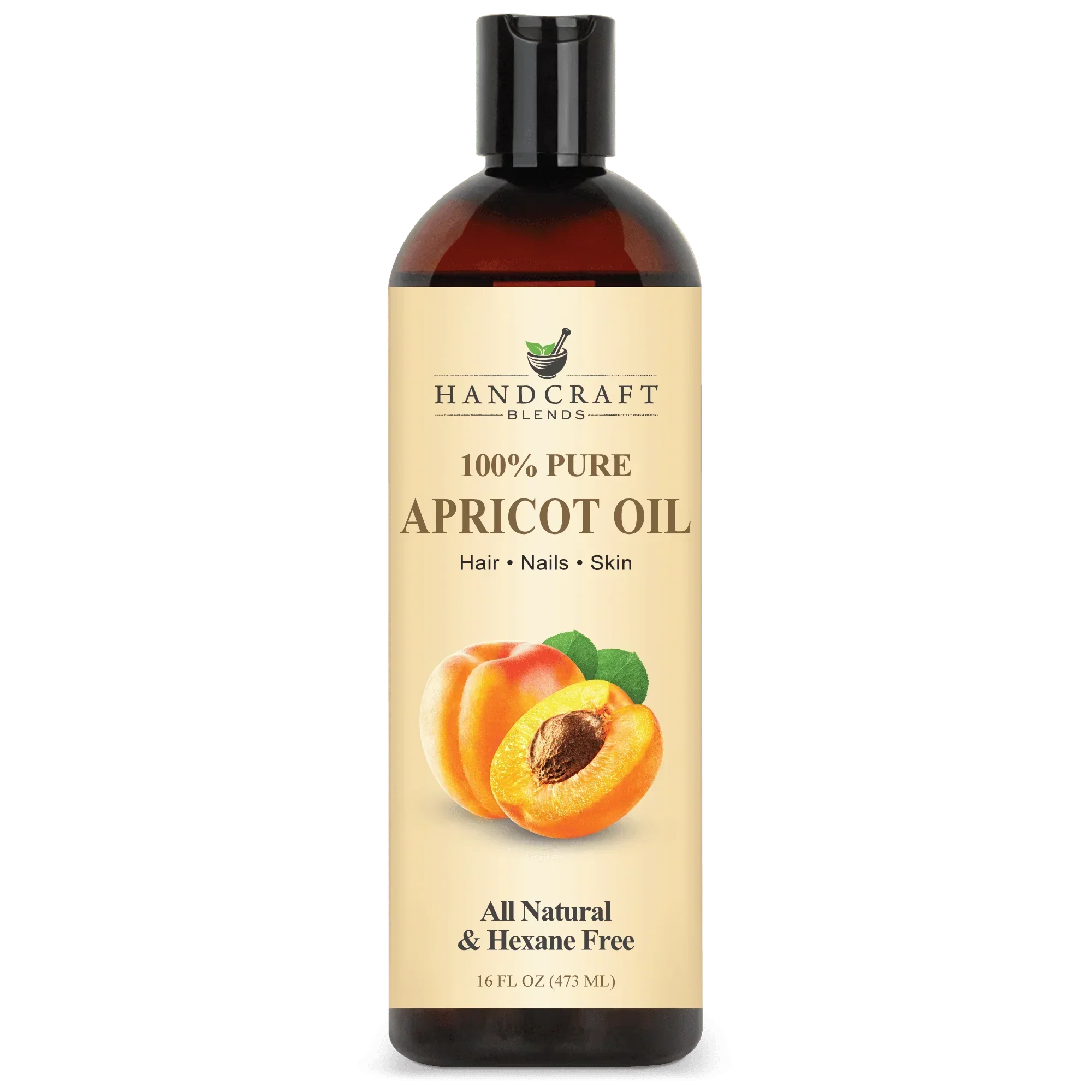 Handcraft Blends 100% pure apricot oil bottle, natural carrier oil for hair, nails, skin.