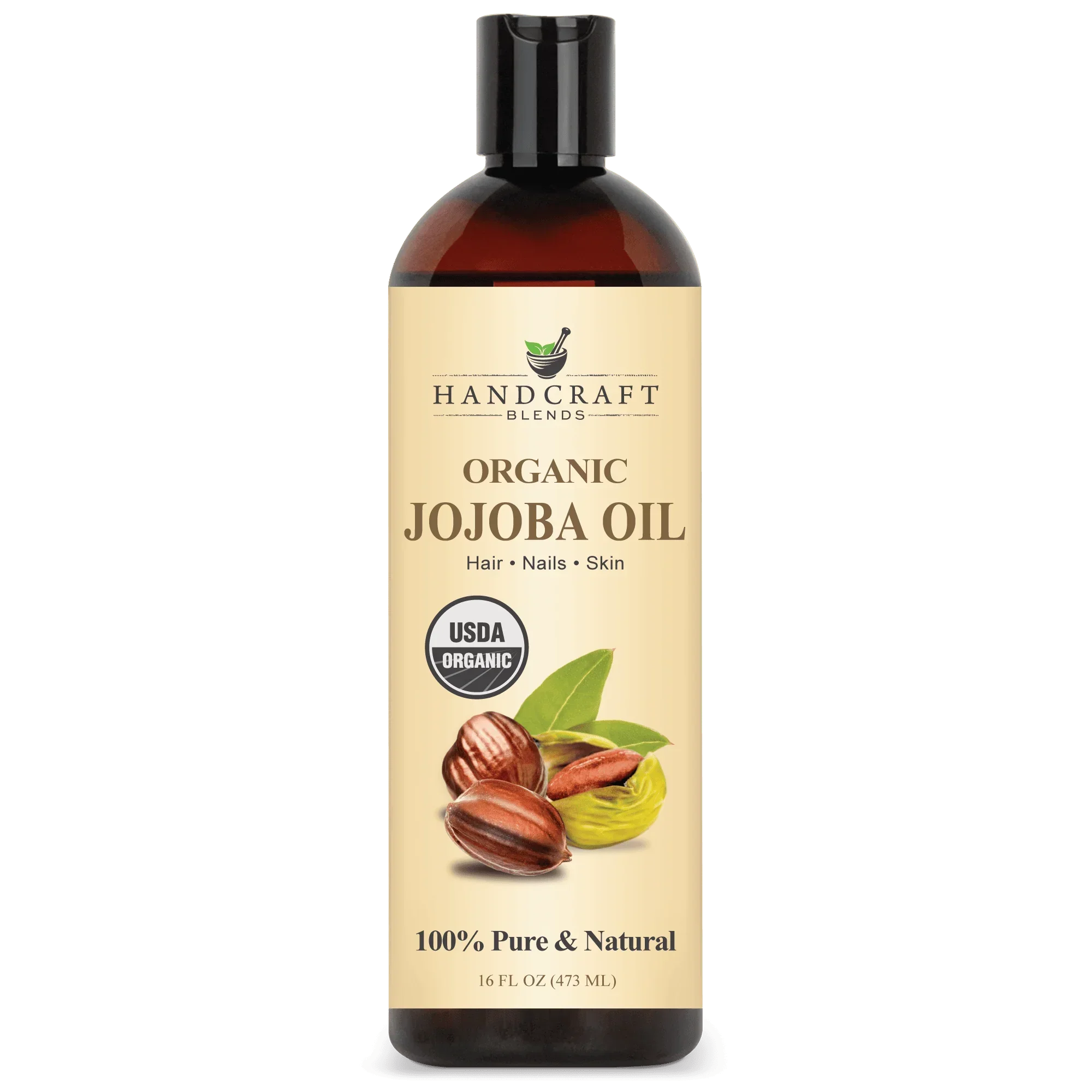 Handcraft Blends organic jojoba oil 16oz bottle, USDA certified, for hair, nails, skin