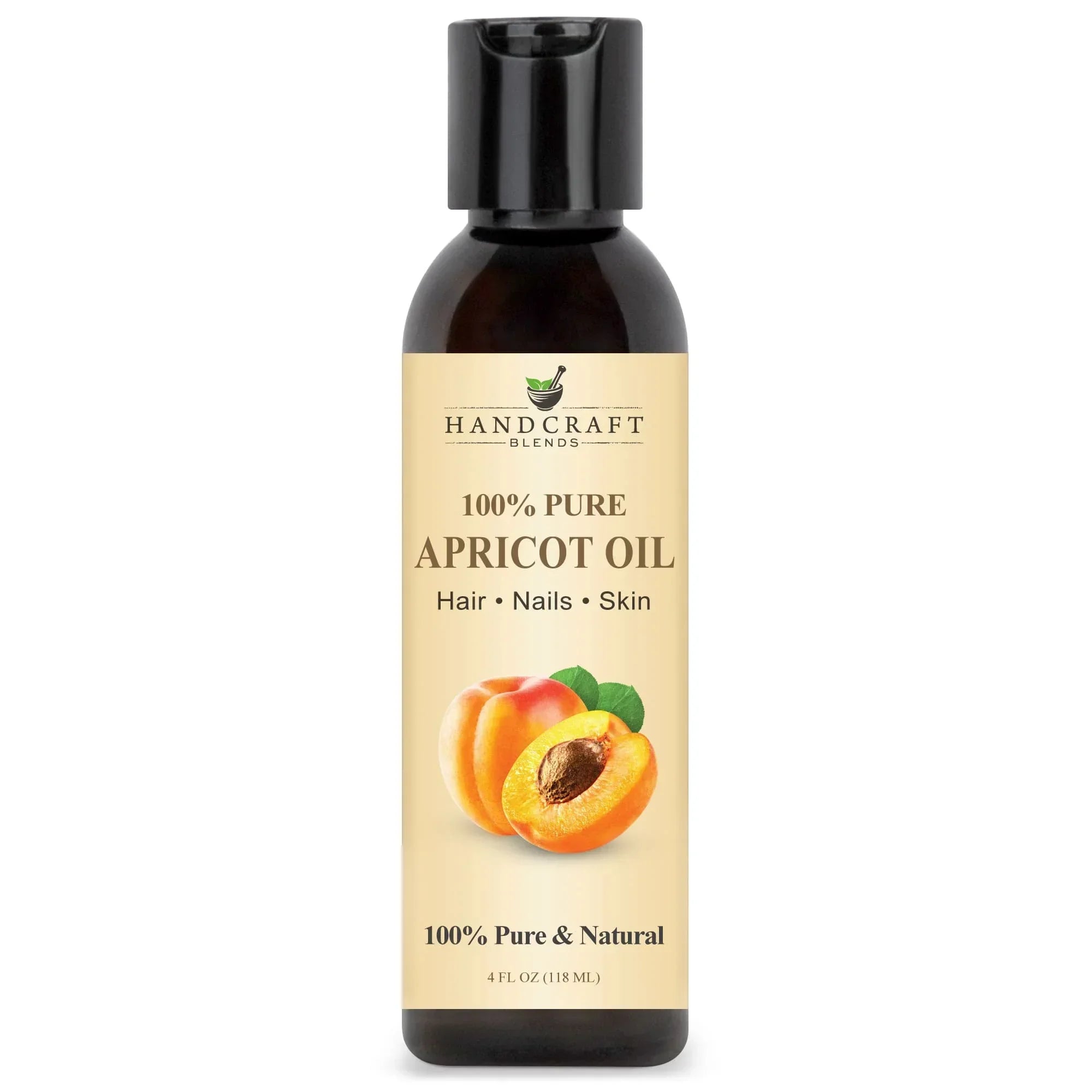 Handcraft Blends apricot oil bottle for hair, nails, and skin, 4 oz, pure and natural