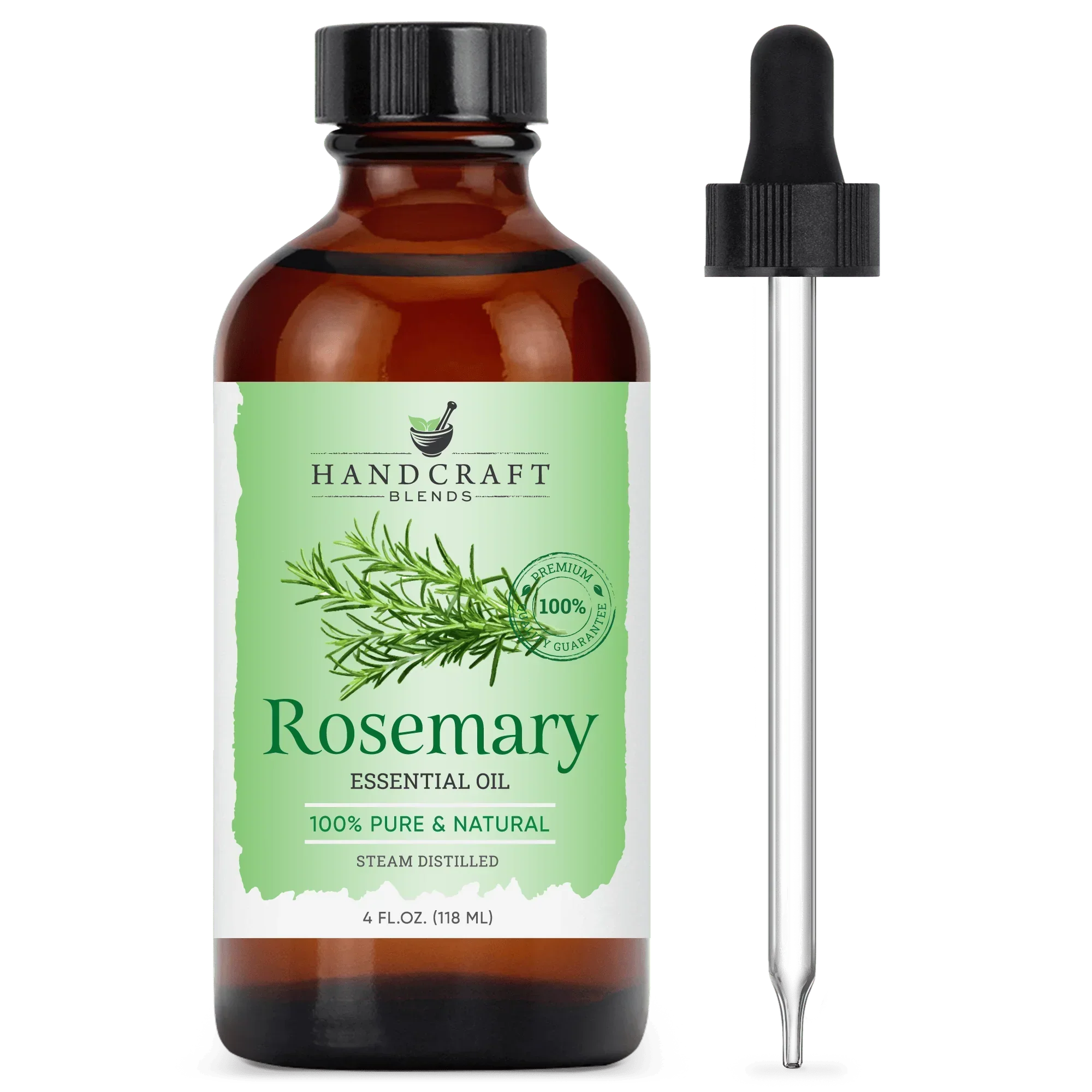 Rosemary essential oil bottle with dropper, 4 oz, 100% pure natural steam distilled oil
