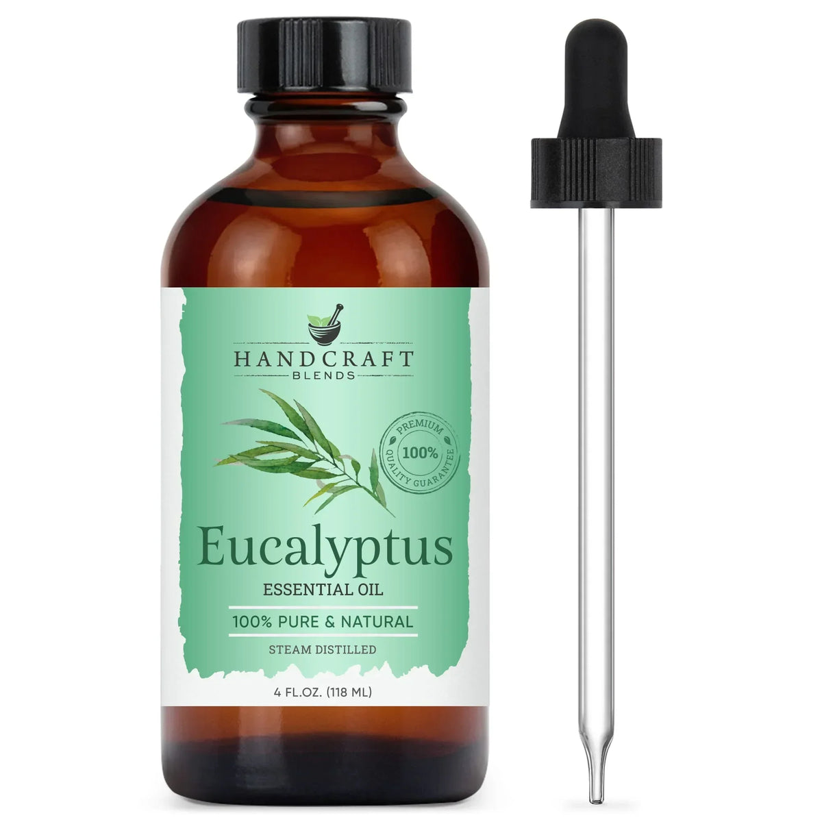 Eucalyptus essential oil 4oz amber bottle with dropper, pure natural aromatherapy oil