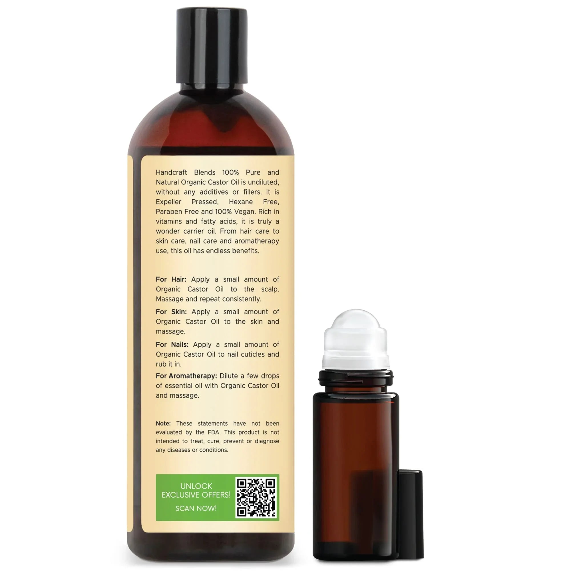 Organic Castor Oil with Roll on Bottle