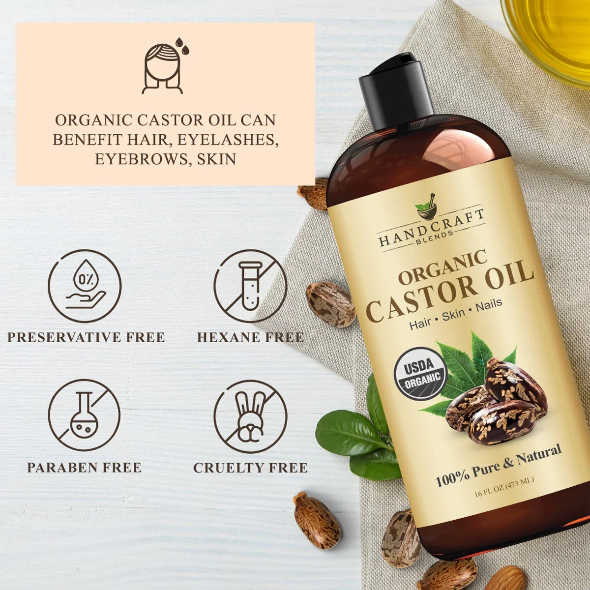 Organic Castor Oil with Roll on Bottle
