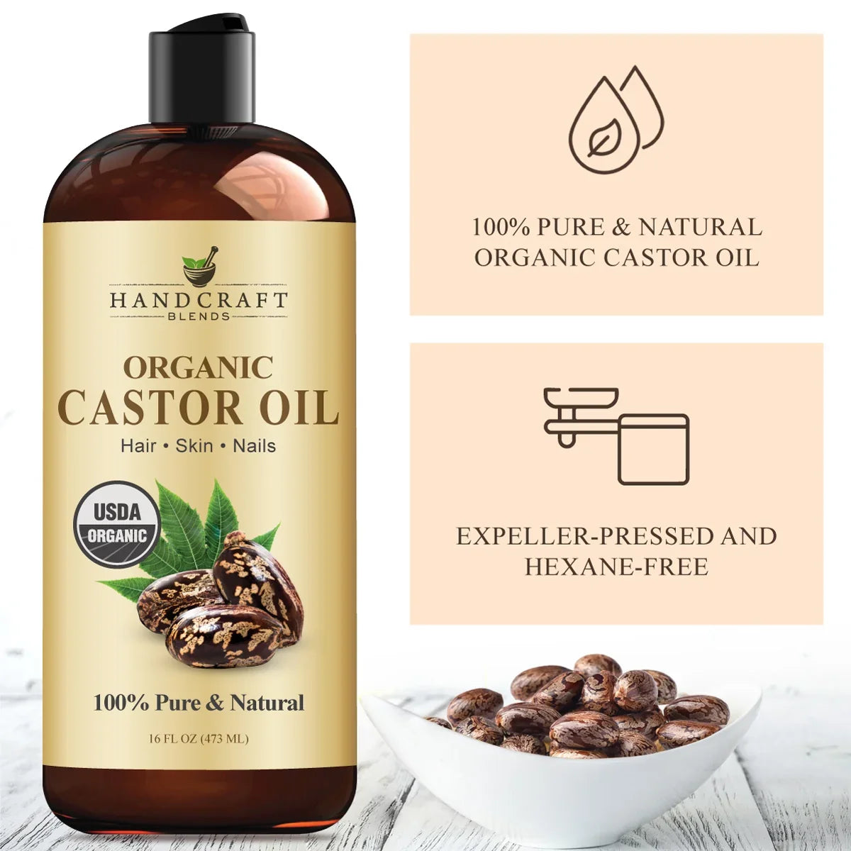 Organic Castor Oil Pack Wrap with Roll on Bottle