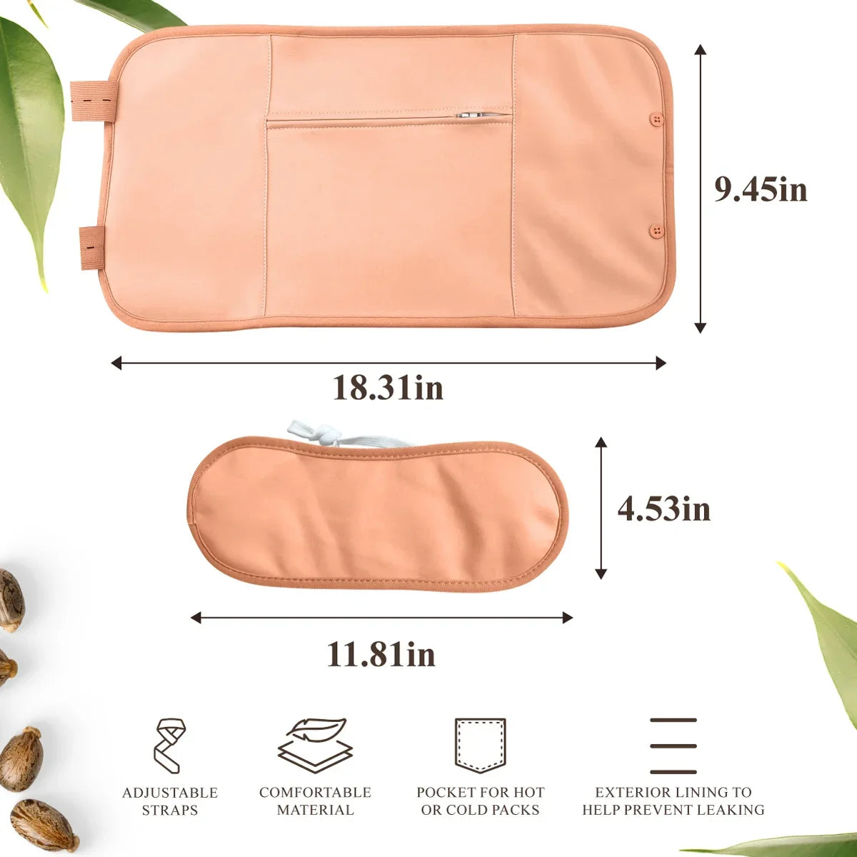Organic Castor Oil Pack Wrap with Roll on Bottle