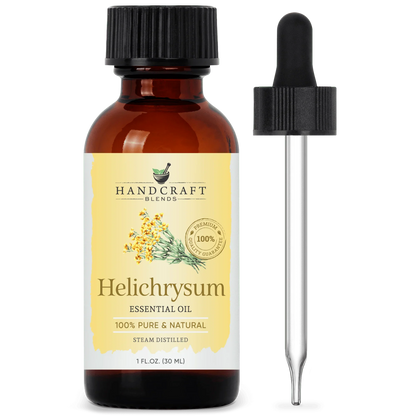 Helichrysum essential oil 1 oz amber glass bottle with dropper, 100% pure and natural