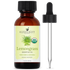 Amber glass bottle of lemongrass essential oil with dropper, USDA organic label visible.
