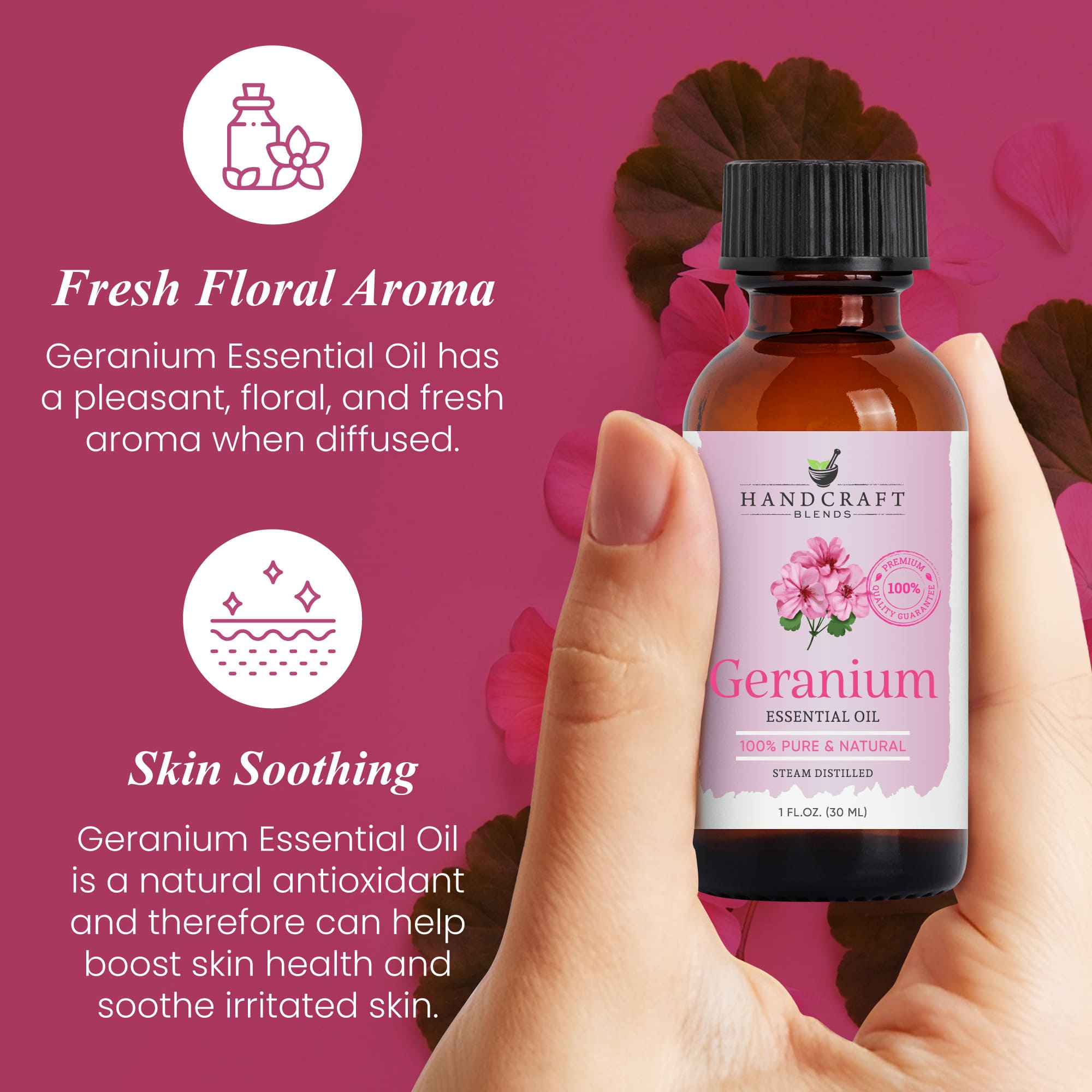 Geranium essential oil floral-green aroma