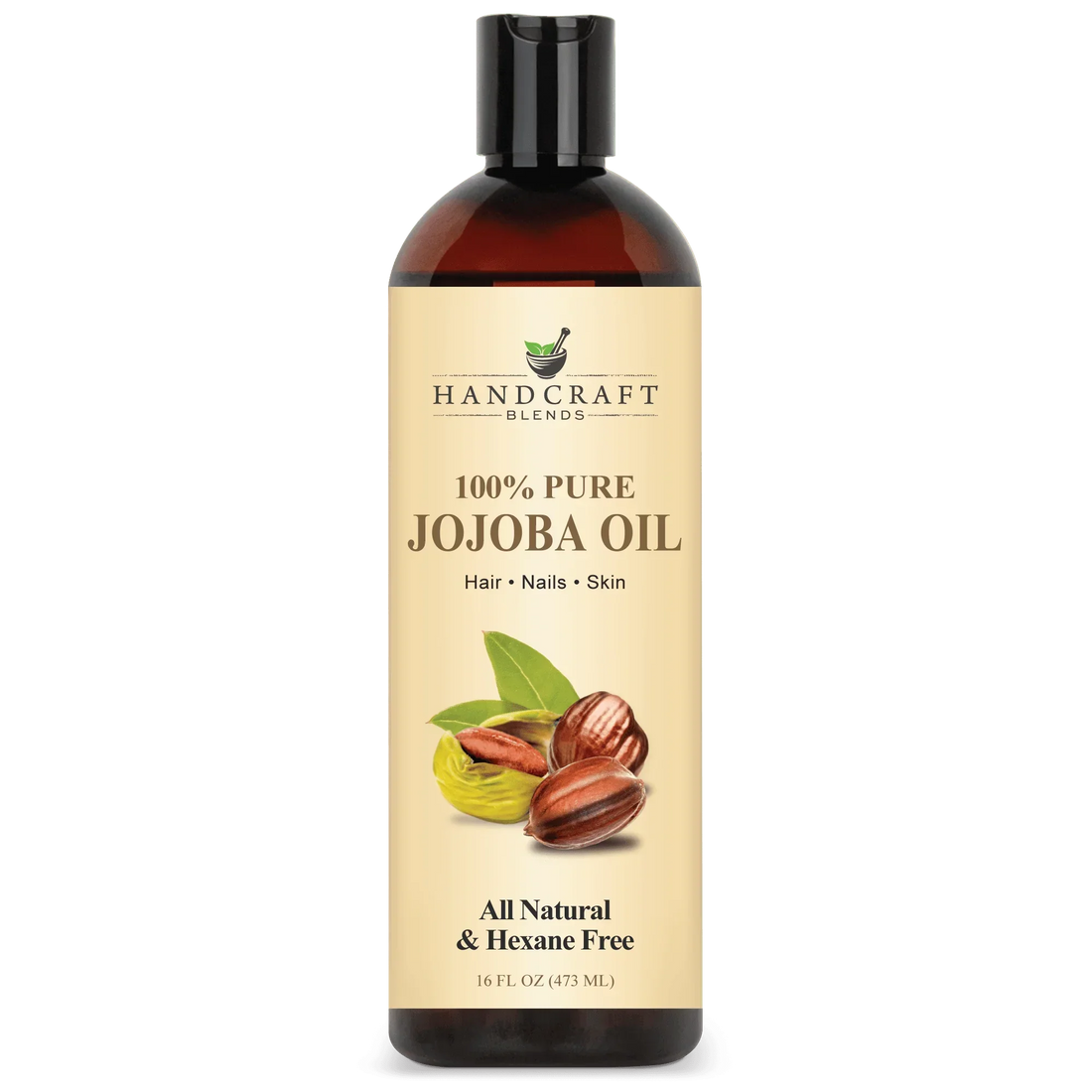 16oz bottle of 100% pure jojoba oil for hair, nails, skin, all natural and hexane free