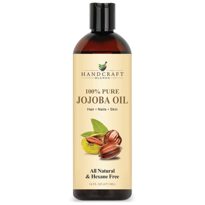 16oz bottle of 100% pure jojoba oil for hair, nails, skin, all natural and hexane free