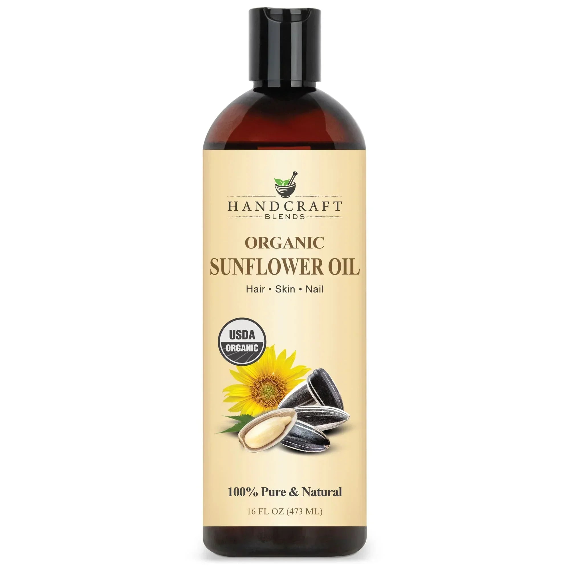 Organic USDA Sunflower Carrier Oil bottle front view