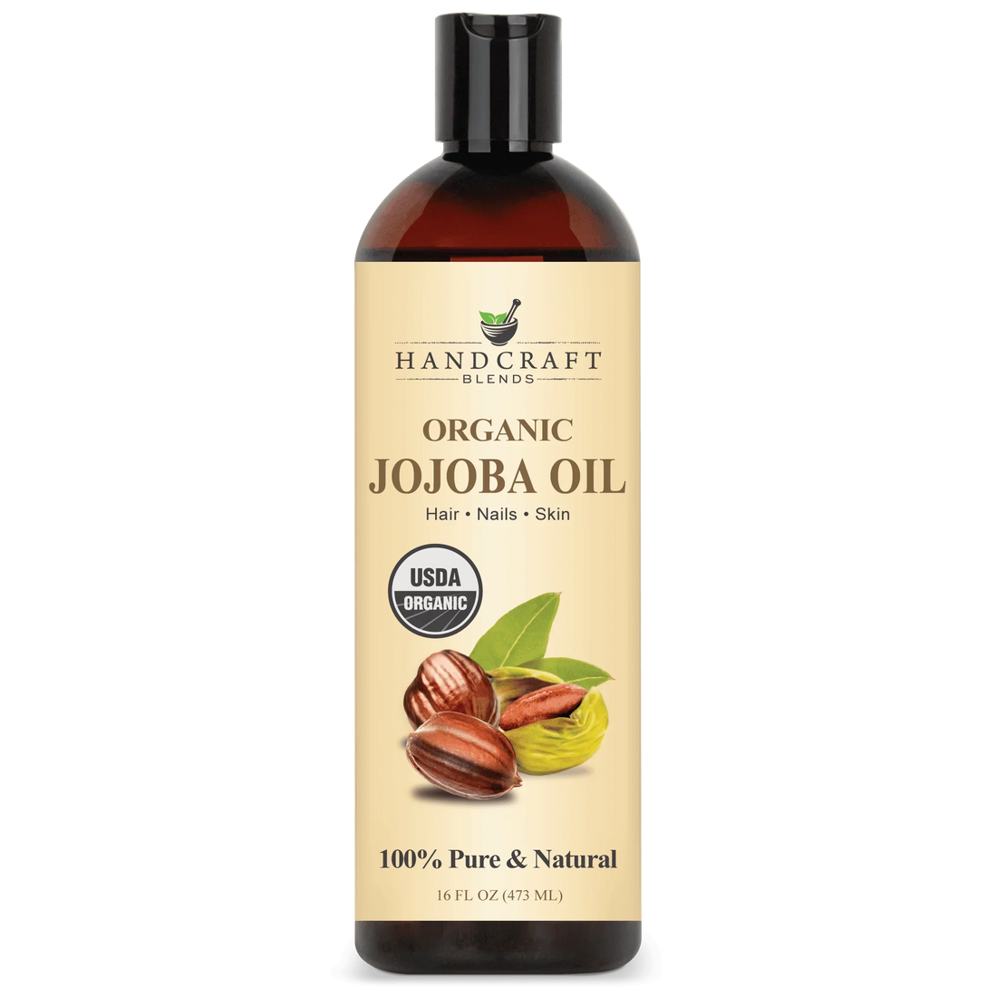 Handcraft Blends organic jojoba oil 16oz bottle, USDA certified, for hair, nails, skin