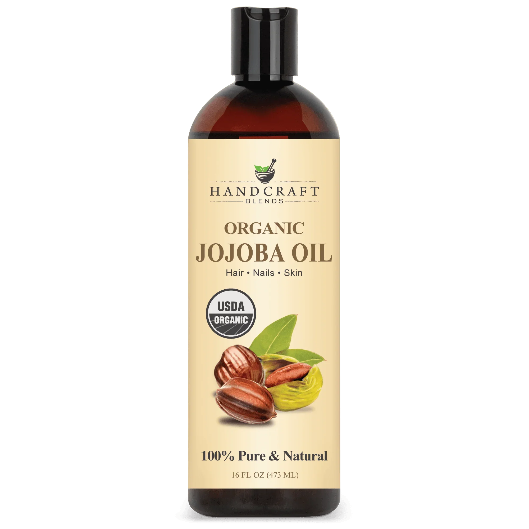 Handcraft Blends organic jojoba oil 16oz bottle, USDA certified, for hair, nails, skin