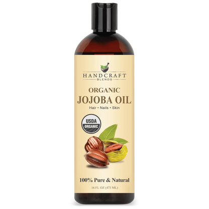 Handcraft Blends organic jojoba oil 16oz bottle, USDA certified, for hair, nails, skin