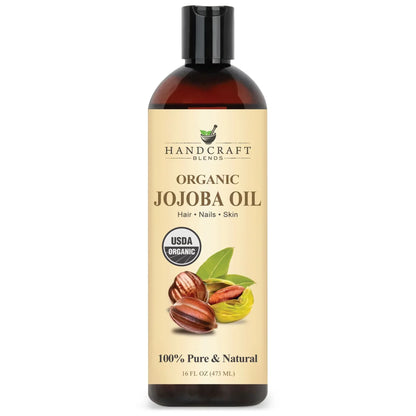 Handcraft Blends organic jojoba oil bottle, 16oz, USDA certified, for hair, nails, skin