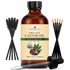 Organic castor oil bottle with dropper, spoolie brushes, and cold pressed label