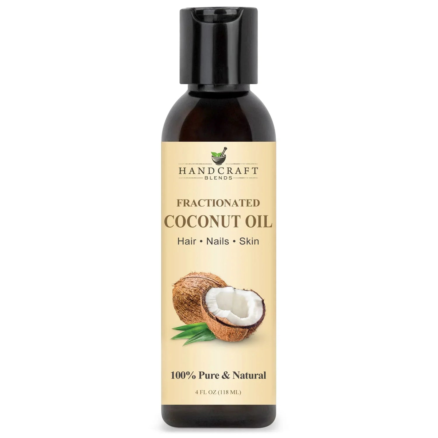 Handcraft Blends fractionated coconut oil bottle for hair, nails, skin, 4oz, 100% pure and natural