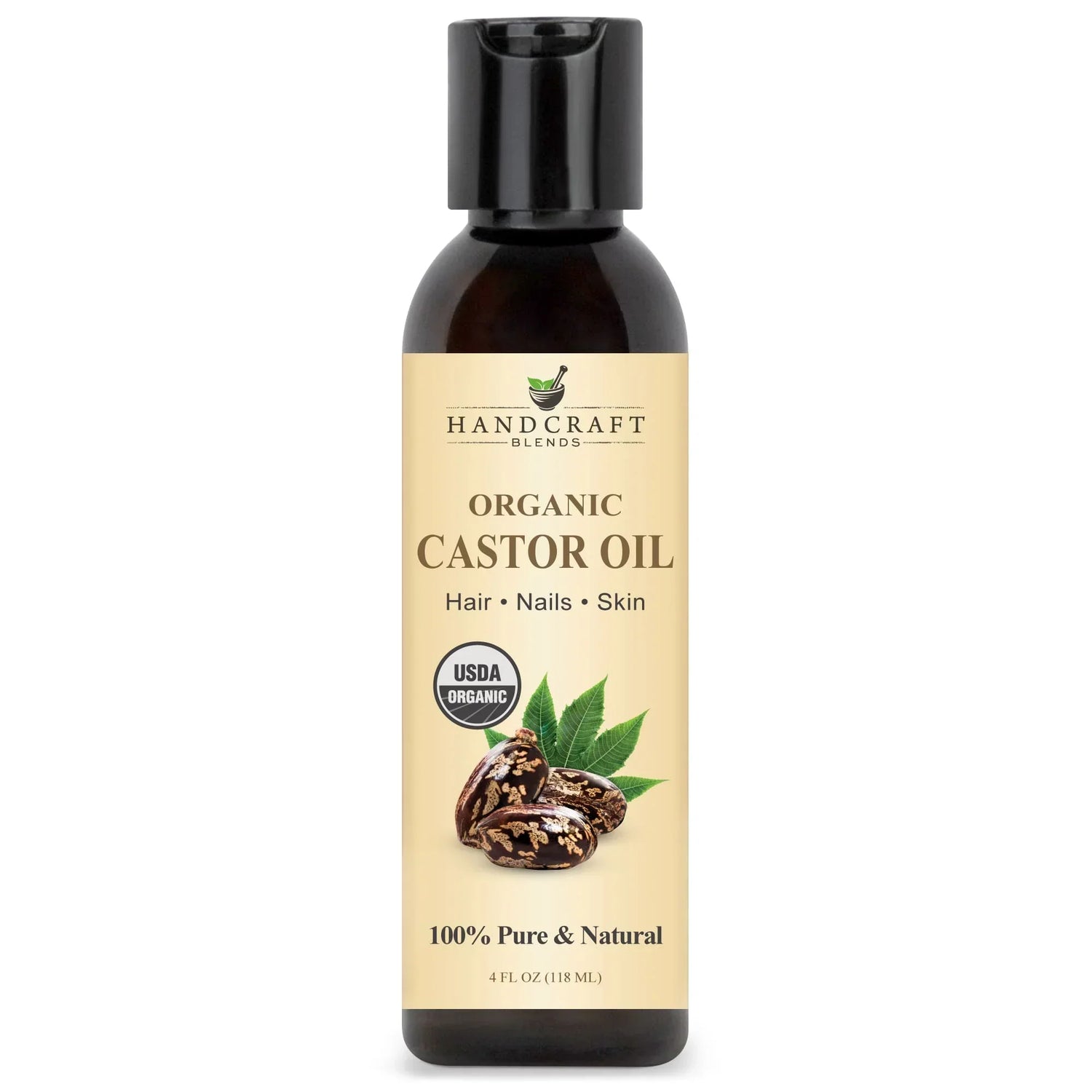Handcraft Blends organic castor oil bottle for hair, nails, and skin, 4oz