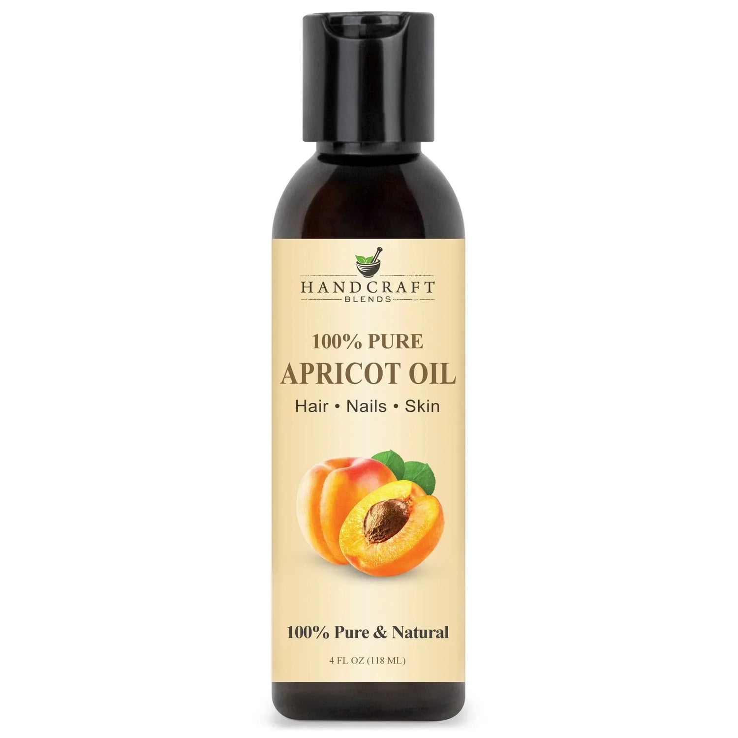 Handcraft Blends apricot oil bottle for hair, nails, and skin, 4 oz, pure and natural