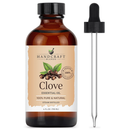 Clove essential oil 4oz amber bottle with dropper, 100% pure natural steam distilled