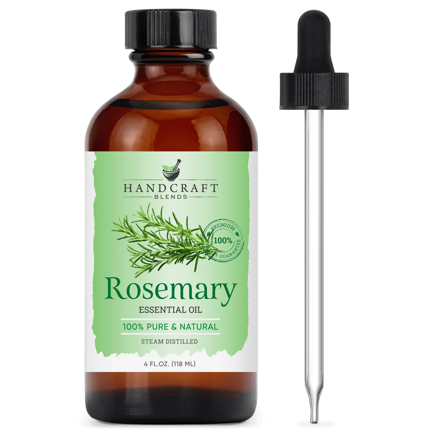 Rosemary essential oil bottle with dropper, 4 oz, 100% pure natural steam distilled oil