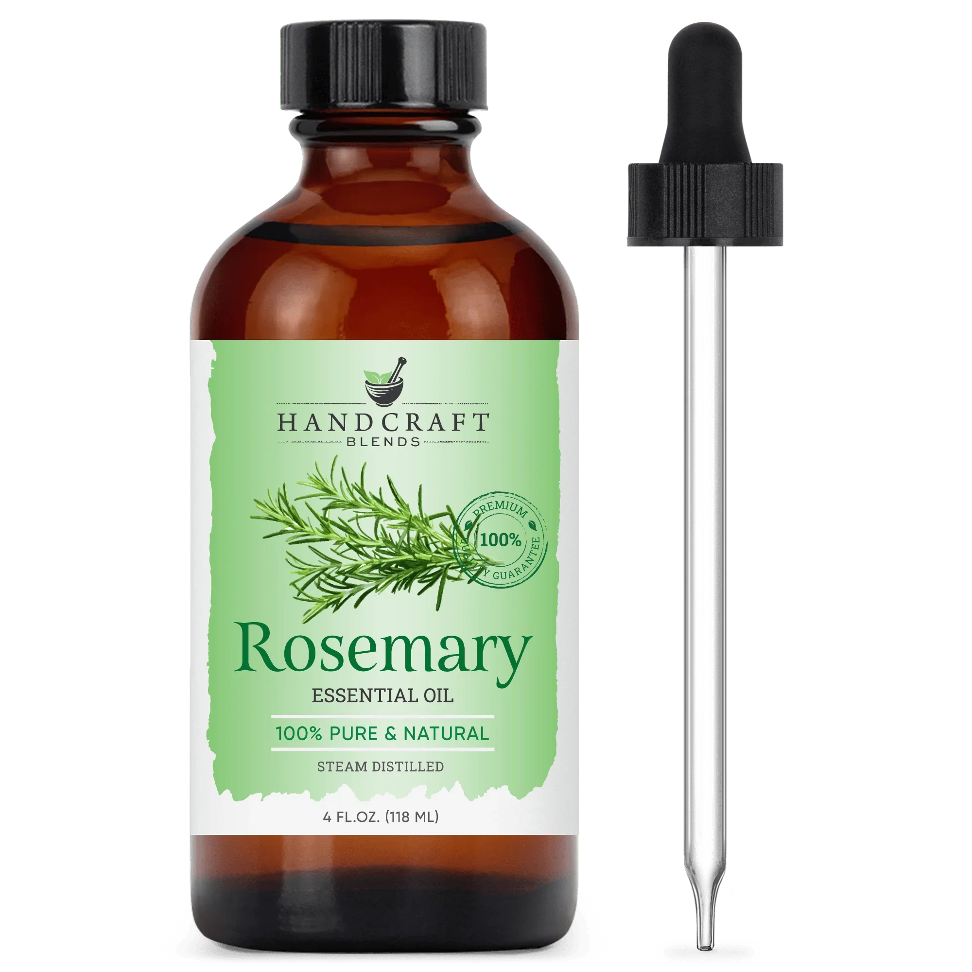 Rosemary essential oil bottle with dropper, 4 oz, 100% pure natural steam distilled oil