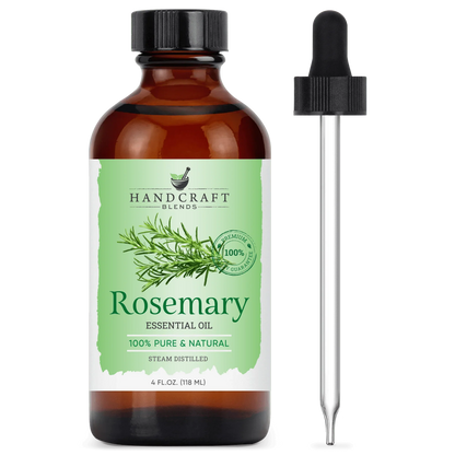Rosemary essential oil bottle with dropper, 4 oz, 100% pure natural steam distilled oil