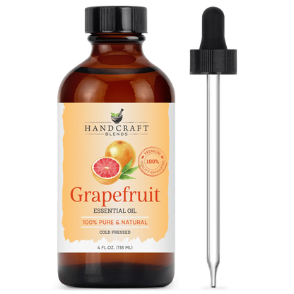 Grapefruit essential oil bottle with dropper, 100% pure and natural, cold pressed, 4oz