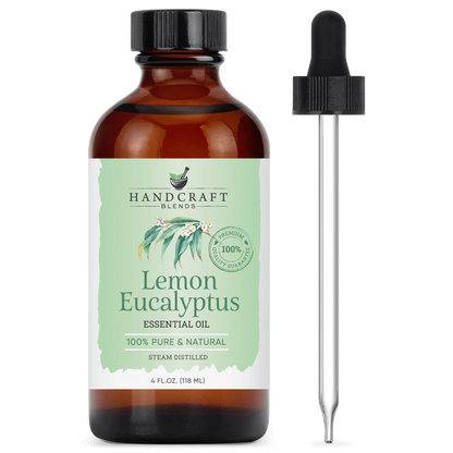Lemon eucalyptus essential oil bottle with dropper, 100% pure and natural, 4oz size