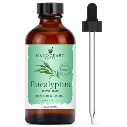 Eucalyptus essential oil 4oz amber bottle with dropper, pure natural aromatherapy oil