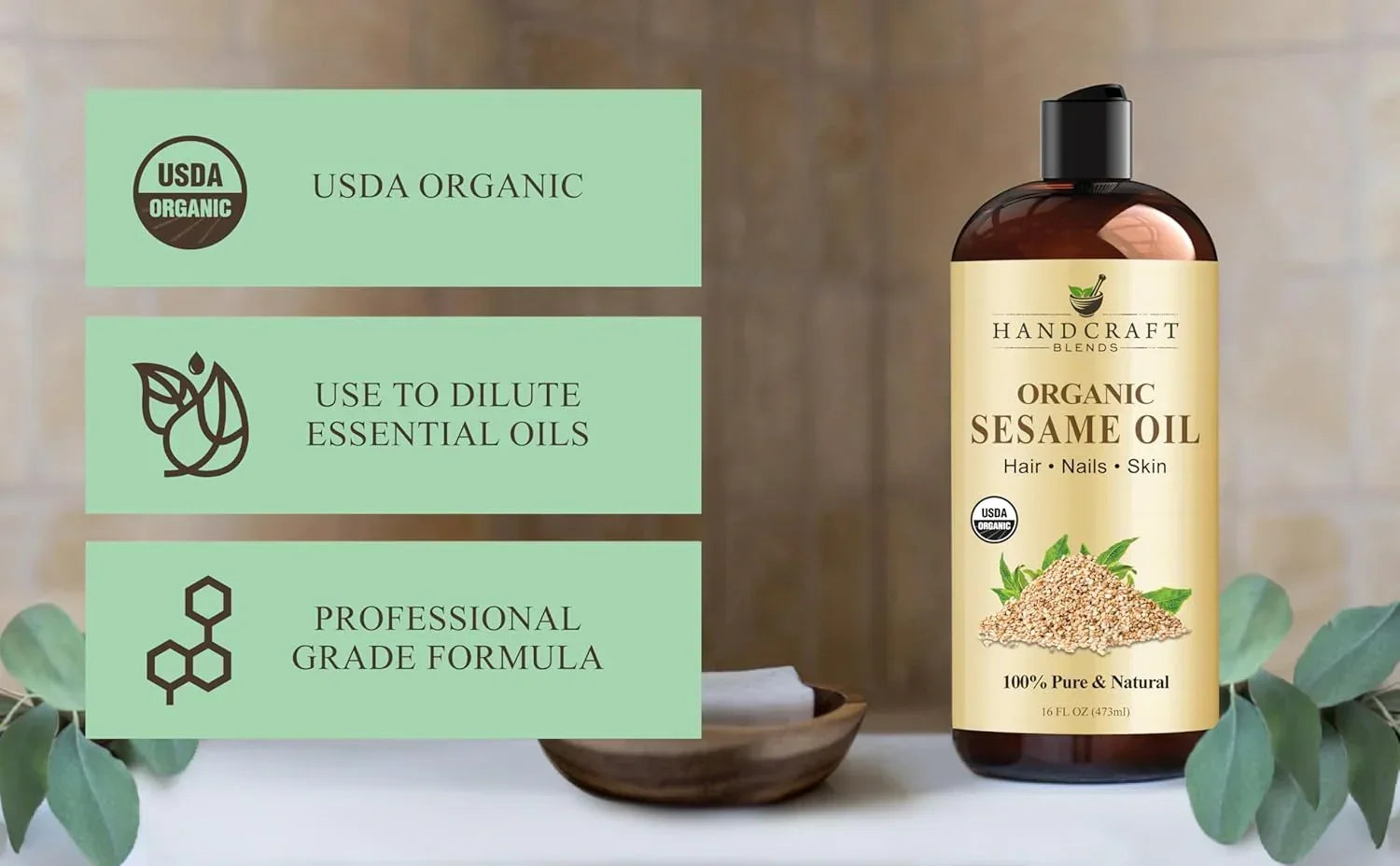 Sesame oil texture and warm tone