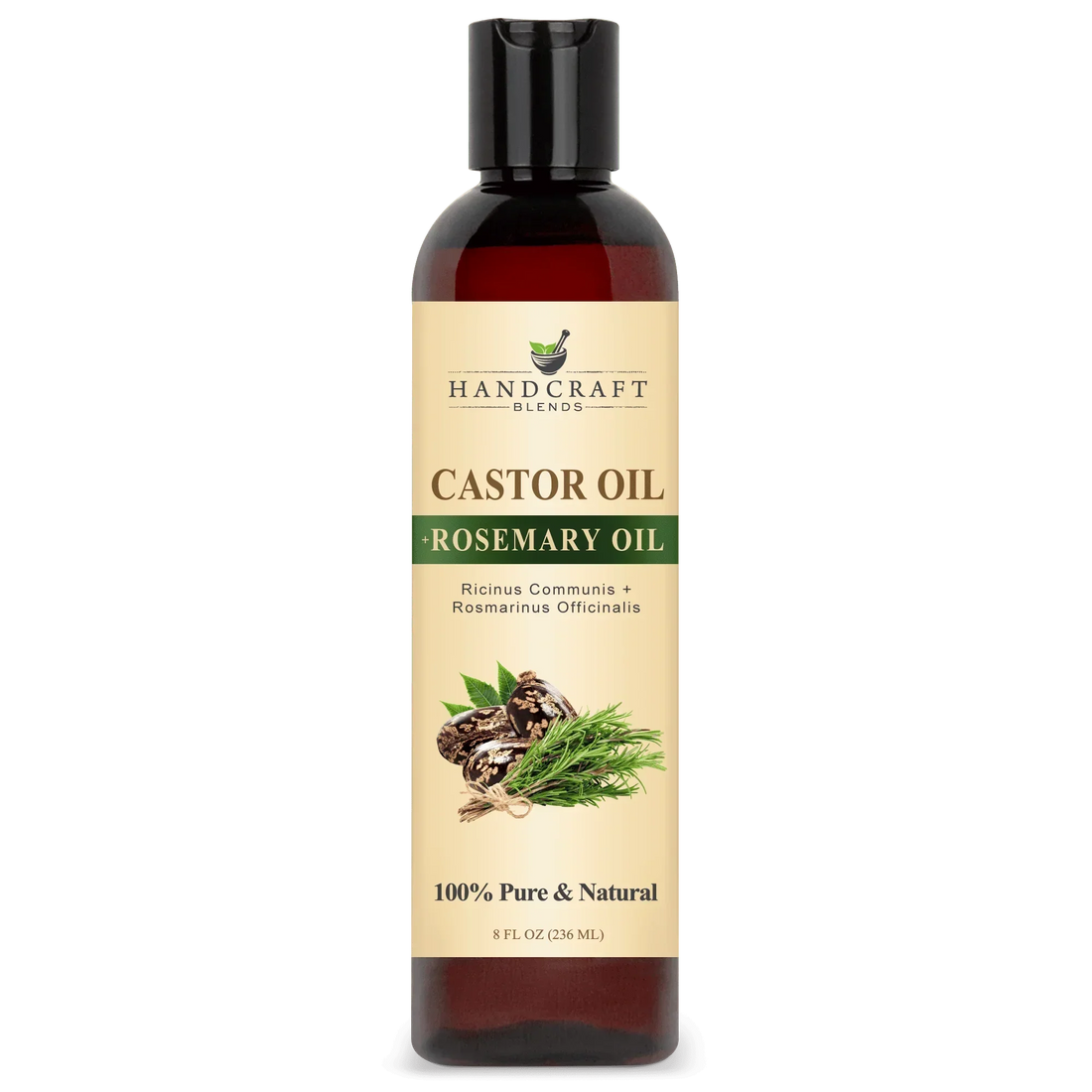 8 oz bottle of castor and rosemary oil for aromatherapy and essential oil blending