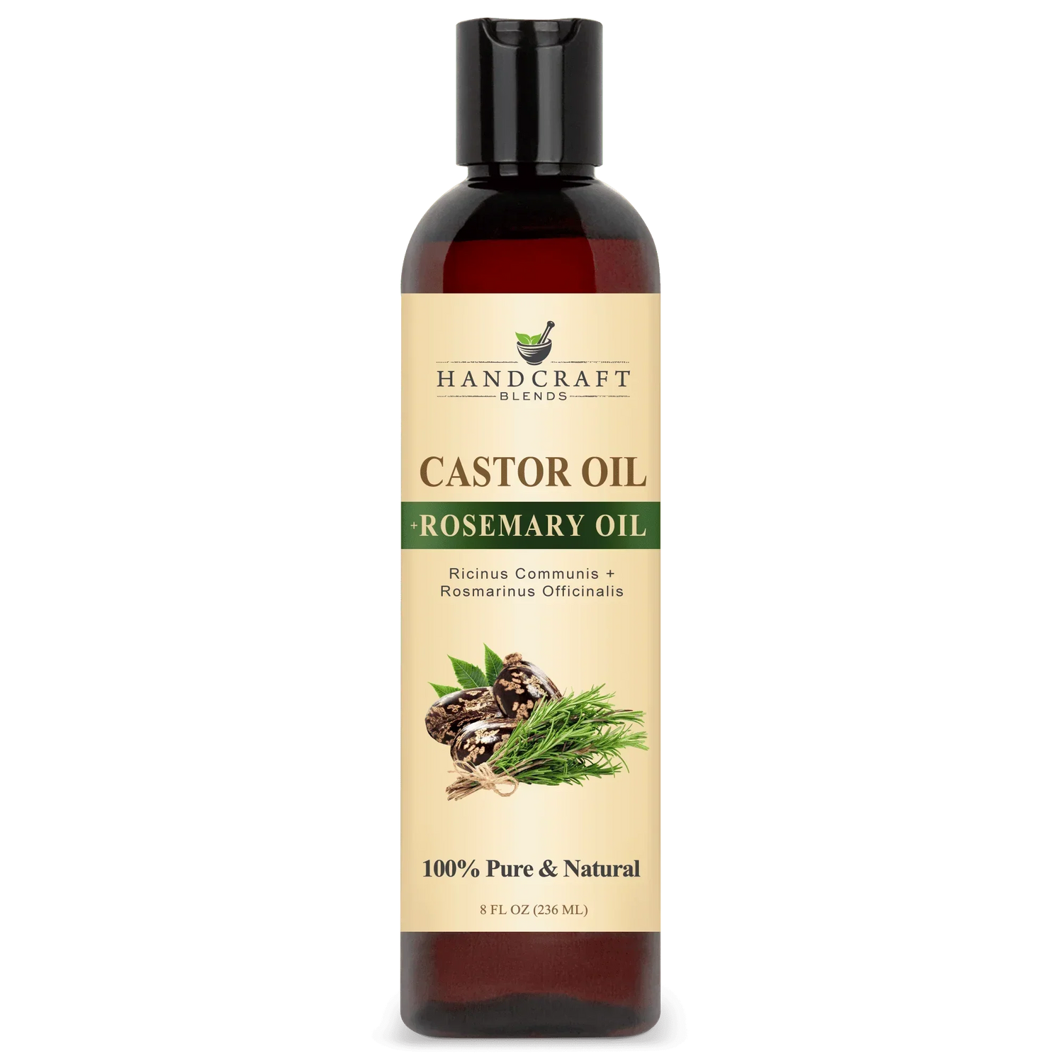 8 oz bottle of castor and rosemary oil for aromatherapy and essential oil blending