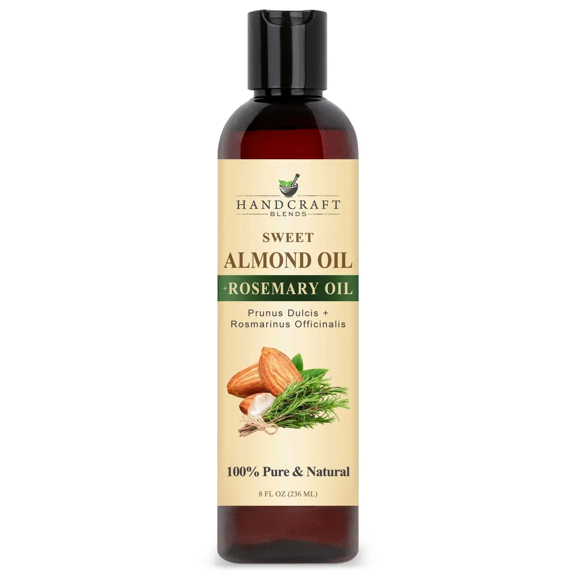 Sweet Almond Carrier Oil infused with Rosemary bottle front view