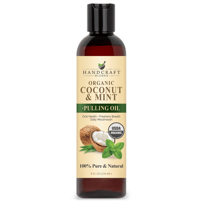 8oz bottle of organic coconut and mint pulling oil, 100% pure and natural, for mouthwash