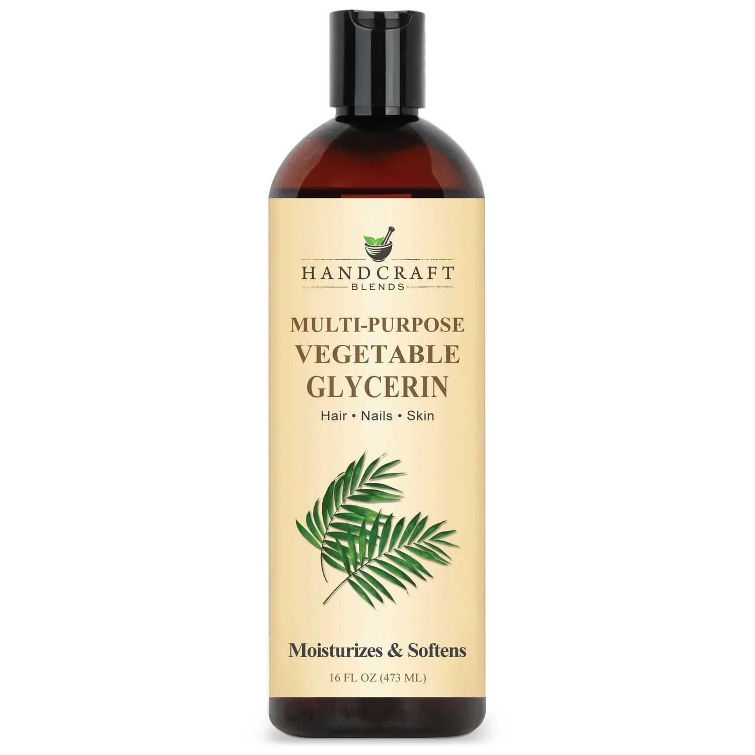 8oz amber bottle of multipurpose vegetable glycerin for hair, nails, and skin