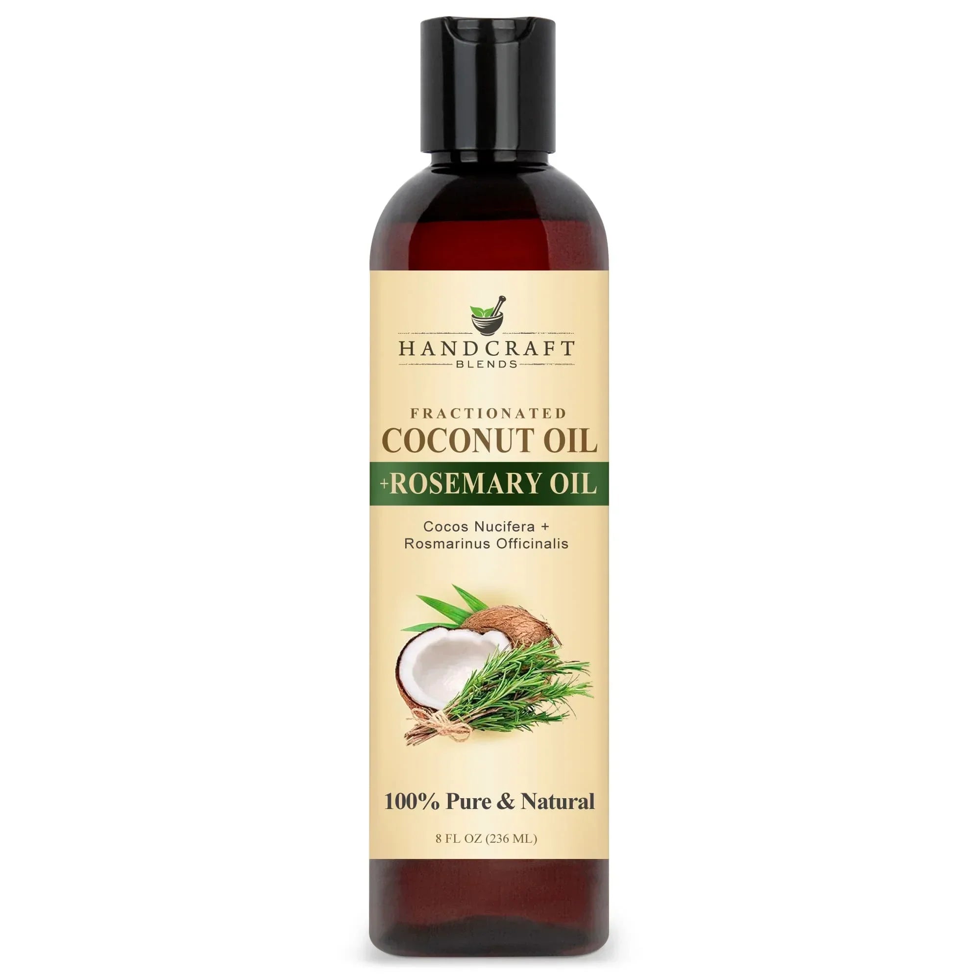 Fractionated Coconut Oil Infused with Rosemary bottle front view