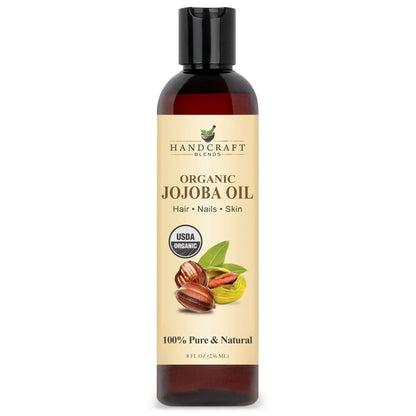 Handcraft Blends 8oz organic jojoba oil bottle for hair, nails, skin, USDA certified