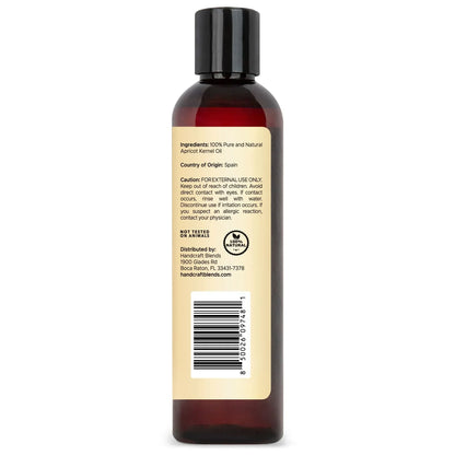 Handcraft Blends apricot kernel oil bottle with ingredient and caution label