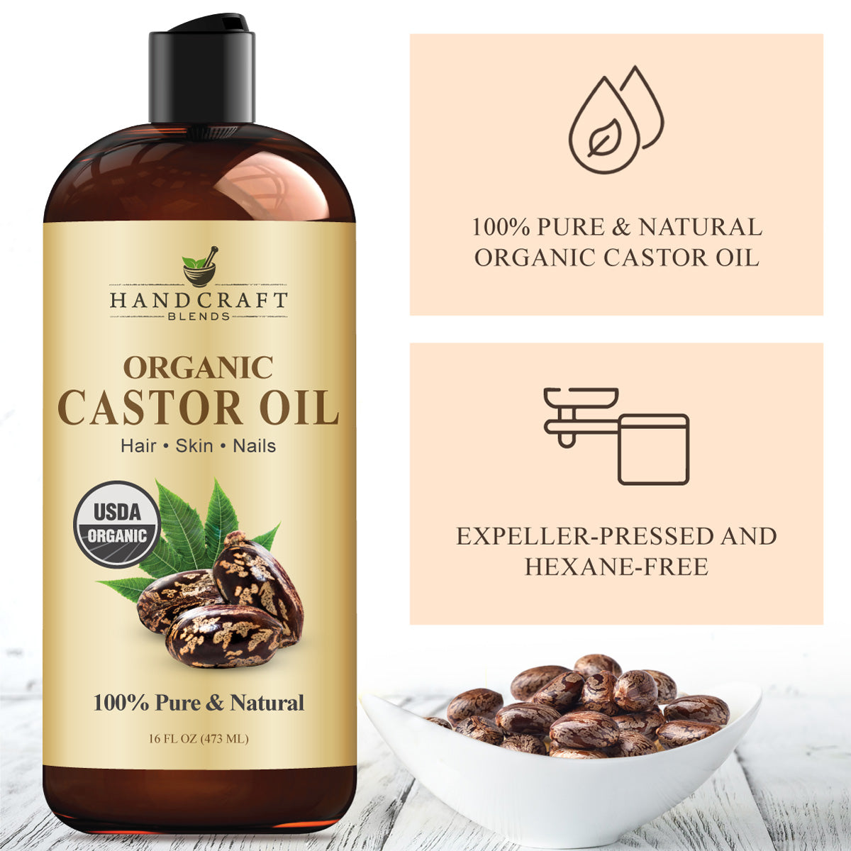 Organic Castor Oil Pack Wrap with Roll on Bottle